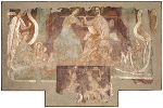 Abb. 5: Fresko, Epitaph für Hugo von Montfort mit Marienkrönung und Stifterfiguren, aus der Burg Pfannberg bei Frohnleiten © Alte Galerie am Universalmuseum Joanneum, Graz / N. Lackner Abb. 5: Fresko, Epitaph für Hugo von Montfort mit Marienkrönung und Stifterfiguren, aus der Burg Pfannberg bei Frohnleiten
