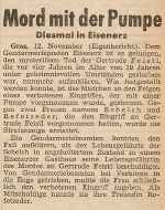 Abb. 3: Schlagzeile „Mord mit der Pumpe“ im Wiener Kurier, 12. November 1952