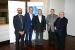 Abendempfang des Bürgermeisters von Feldbach. V.l.: Wolfram Dornik, Bgm. Kurt Deutschmann, Robert Hausmann, Rudolf Grasmug, Günther Jontes (9. 10. 2014)