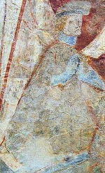 Abb. 1: Hugo von Montfort auf einem Detail aus dem Pfannberger Fresko, das seine dritte Gattin Anna nach seinem Tod anfertigen ließ (heute Depot Schloss Eggenberg, Graz)