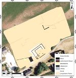 Abb. 3: Römisches Hofgebäude östlich von Schloss Hanfelden, archäologische Interpretation der Bodenradarbefunde, Tiefenbereich 0,4 – 0,6 m