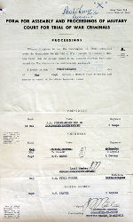 Abb. 6: Einberufung eines britischen Royal Warrant Courts (Prozess gegen Franz Kotulan), Mai 1946